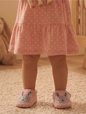 Joe Fresh Pink Polka Dot Bunny Slippers